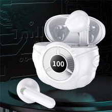 Avtoify Hi-Fi TWS-oordopjes, aanraakbediening, digitaal display, Bluetooth 5.2, mini draadloze oordopjes, stijlvol design, wit