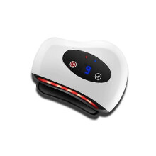 (9 Gears, White) Electric Guasha Massager Hot Compress Eye Massager Stone Heating Vibration Scraping Neck Face Skin Lifting Removal Wrinkle