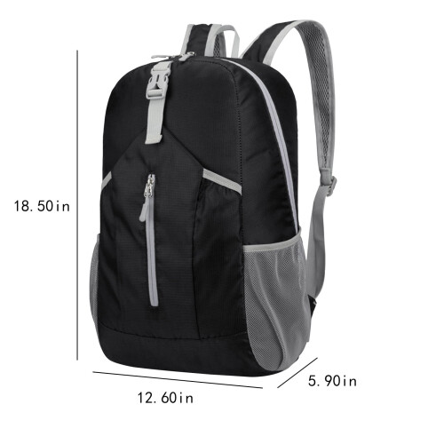 Hiking Backpack Water-Resistant 22L Packable Daypack Black 2