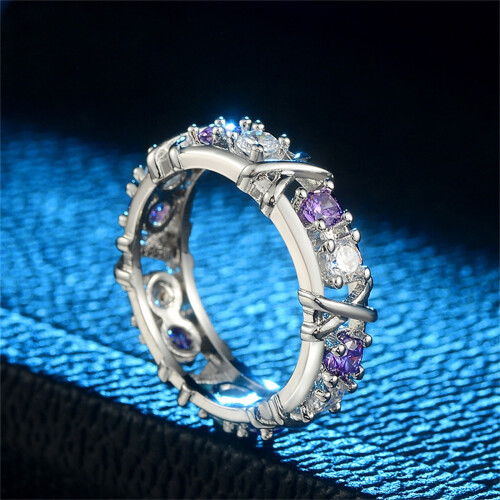 Women's colorful zircon cross ring, one piece 1