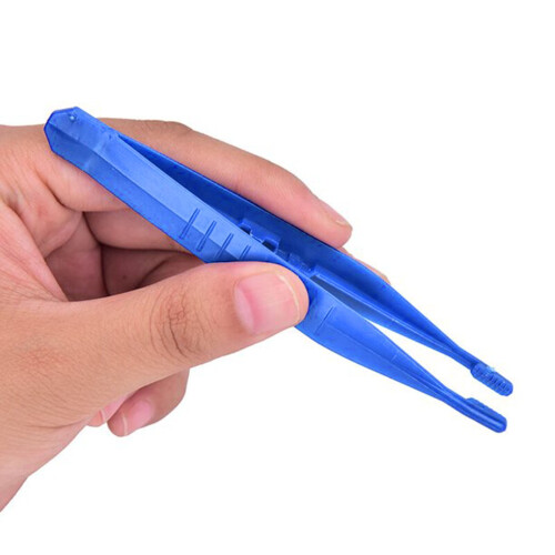 Disposable Plastic Tweezers Blue 1 Piece 2