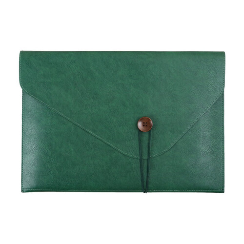 Green A4 PU Leather File Folder with String Tie Closure 1PC 1