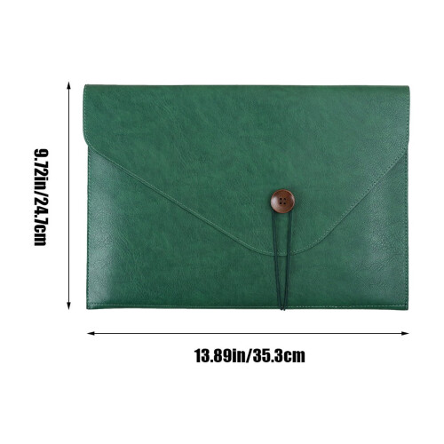 Green A4 PU Leather File Folder with String Tie Closure 1PC 2