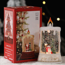 YiFudd Weihnachtliche flammenlose Kerzen, kerzenförmige Schneelaterne mit Musik, glitzernde, beleuchtete Laterne für den Weihnachtsbaum,