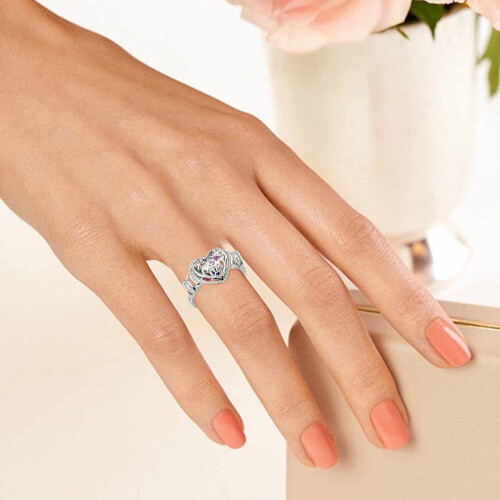 Women's colorful heart-shaped hollow ring 2