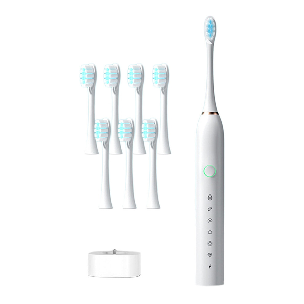 Tahtuvzn Electric Toothbrush with 8 Brush Heads, 6-Speed,