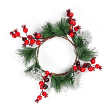 Weihnachtskerzenhalter mit Kunstblumen, Tischkerzenhalter mit Blumengirlande, Sonderangebote für Weihnachten im Freien