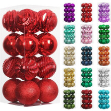 Red Christmas Ball Ornaments Shatterproof 16 Pack 80mm
