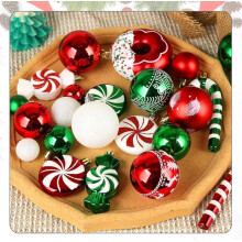 Christmas Ball Ornaments Green Red White 60-Pack