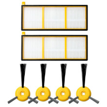 FÖR 2 st filter + 4 st sidoborstar för RV700, RV720, RV750, RV750C, RV755, reservdelar och tillbehör till dammsugare