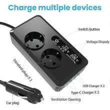 200W Car Inverter DC 12V to 230V AC Power Inverters EU Plug