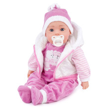 (White Coat) The Magic Toy Shop 20" Lifelike Soft Baby Doll With Dummy & 12 Sounds