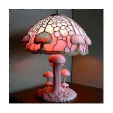 Stained Glass Mushroom Table Lamp Vintage Animal Plant Series Shaped Resin Bedroom Household,B