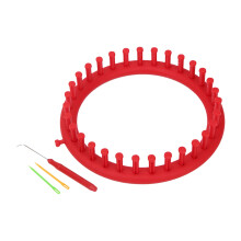 Quinlirra knitting loom set with hook and pompom maker red