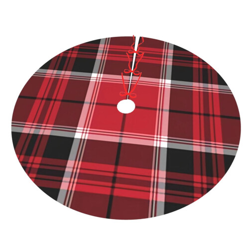 Christmas tree skirt plaid 48 inch thick rustic holiday 2