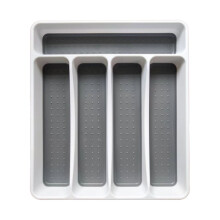 Caja de almacenamiento de cocina Tahtuvzn, organizador de cajones de 5 compartimentos con revestimiento antideslizante de TPR, compatible con