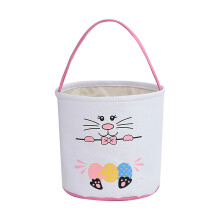 Sac en toile rose imprimé lapin mignon en forme de panier de Noël