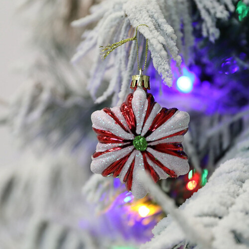 Christmas Tree Pendant Red Star Snowflake Ornament 6pcs 1