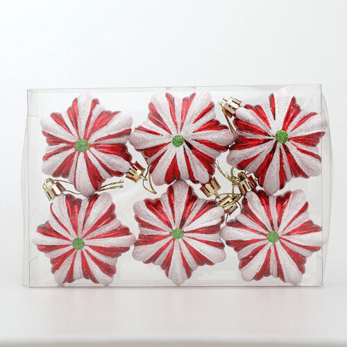 Christmas Tree Pendant Red Star Snowflake Ornament 6pcs 2