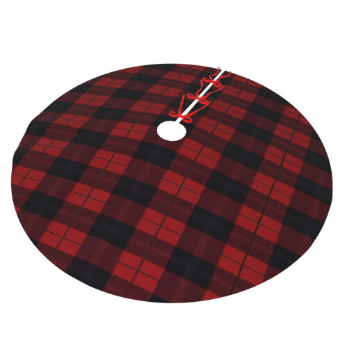 Christmas Tree Skirt Plaid 48 Inch Thick Rustic Holiday 1