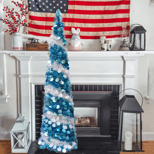Artificial Christmas Tree Silver 5 ft Pop-up with Stand 2
