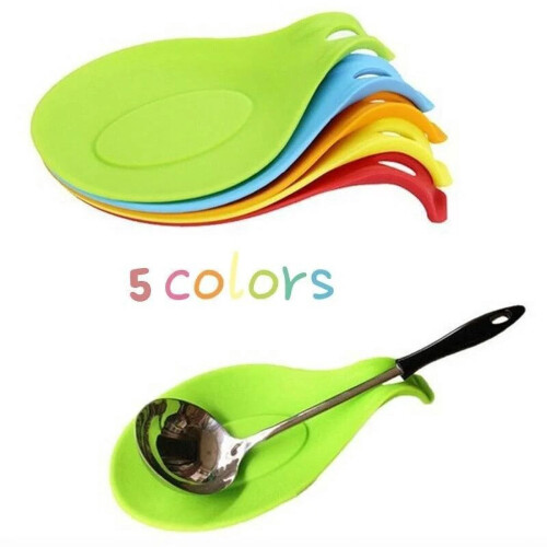 Silicone Spoon Holder Heat-Resistant Kitchen Rest Pad Red 1