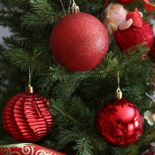 Red Christmas Ball Ornaments Shatterproof 16 Pack 80mm 2