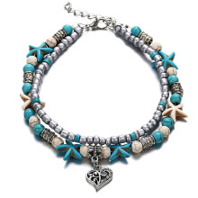Vară moda Star Shell Pearl Shell Pearl Anklet lucrat manual multistrat anklet brățară plajă picior bijuterii pentru femei și fete