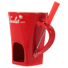 Ceramic cheese warmer with fork 1 set
