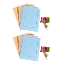 Paper Photo Frames Wall Display Set with Wooden Clips and