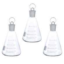 Fioles Erlenmeyer, béchers scientifiques étroits en verre, flacons gradués pour filtration (lot de 3)