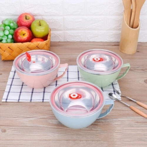 Stainless Steel Mixing Bowl with Handle Blue 1 PCS 2