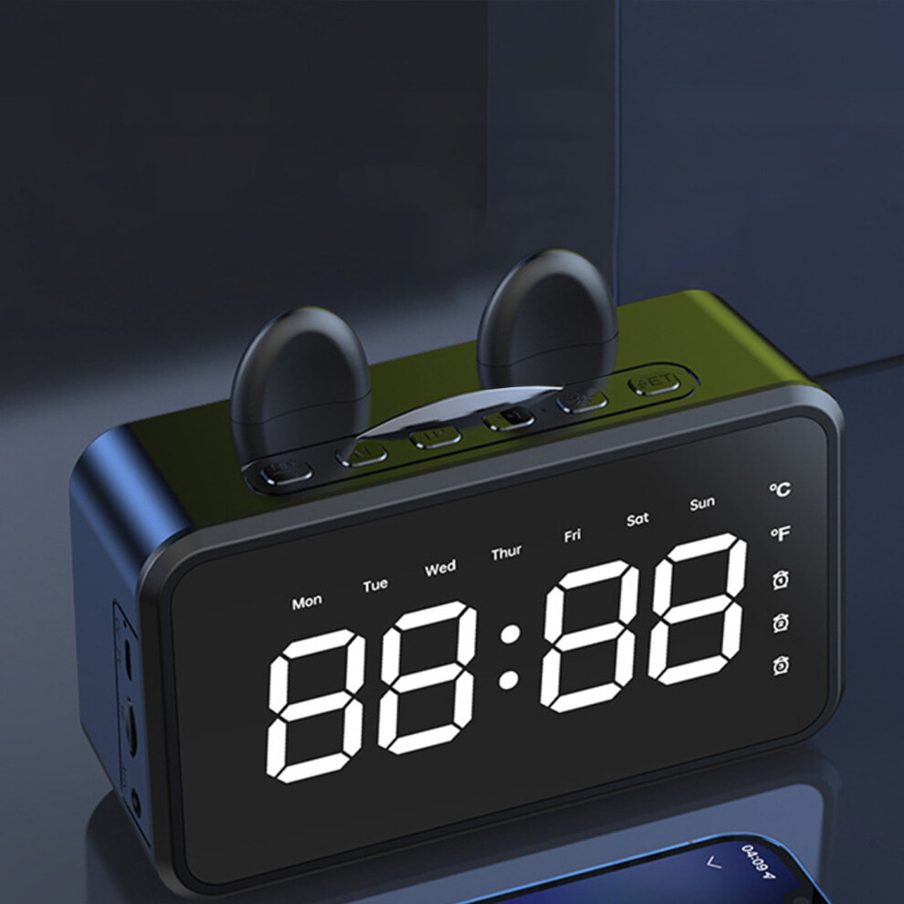 Txmfgh Portable Bluetooth Speaker With Digital Clock Black 908436352895