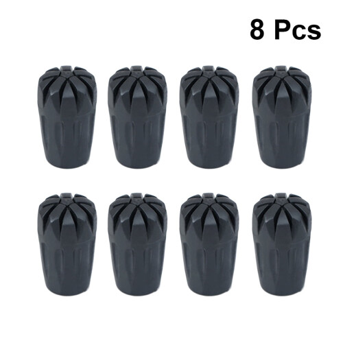 Rubber Trekking Cane Tips 8pcs Black 1