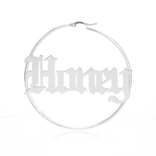 RSAMD Namensohrringe, individuell gestaltet, Vintage-Schriftart, große Creolen, Schmuck für die Freundin, Stahl, bitte Nachricht hinterlassen,