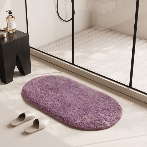 Tapete oval roxo para interiores, absorvente e que não solta pelos. 2