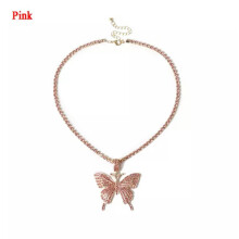 RSAMD Vlinder Choker Ketting Kristal Zilver Goud Handgemaakte Sieraden Dames Bruiloft Cadeau - Roze