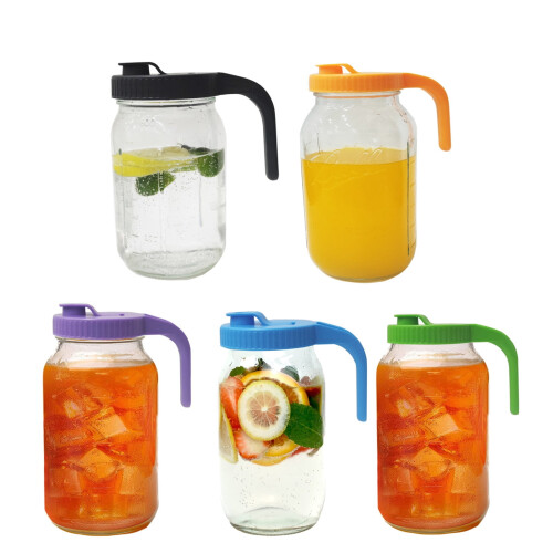 Garrafa de vidro estilo Mason Jar com alça e bico dosador, 473 ml (16 oz) 2
