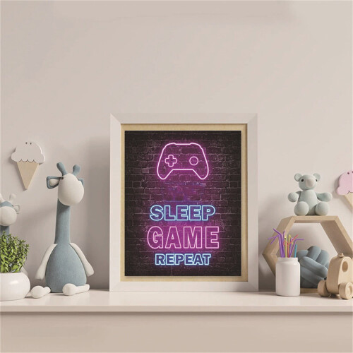 Neon Gaming Wall Art for Boys' Room – Compatible with 2