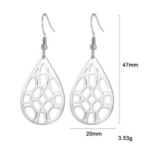 Boucles d'oreilles pendantes vintage RSAMD en acier inoxydable ajouré, forme de fleur, en forme de goutte d'eau - 21# - Argent