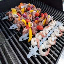Brochettes de poisson réutilisables en acier inoxydable pour barbecue familial Ozmmyan - Offre spéciale cuisine