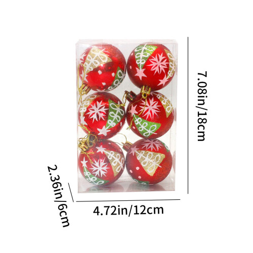 Clear Painted Christmas Tree Balls Red 6 pcs 2