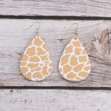 Boho Snakeskin Teardrop PU Leather Hook Earrings Orange