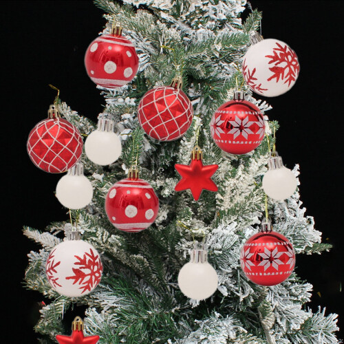 Christmas Hanging Balls White Red 42 Pcs 1