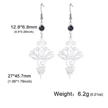 Boucles d'oreilles pendantes Unalome Lotus en acier inoxydable (paire)