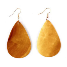 Marble Leather Teardrop Earrings for Women Orange