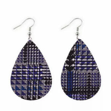 Boucles d'oreilles bohèmes en cuir PU bleu en forme de larme (1 paire)
