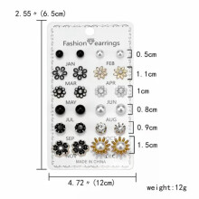 RSAMD Vente en gros 6/12/20 Boucles d'oreilles strass cristal perle bijoux d'oreilles femme - 12 paires boules de fleurs noires
