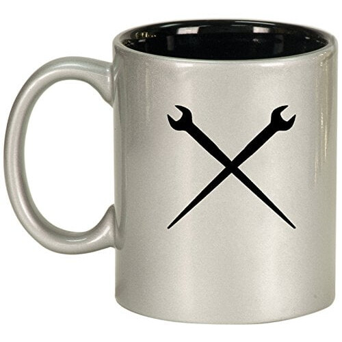Ceramic coffee mug silver 12 oz