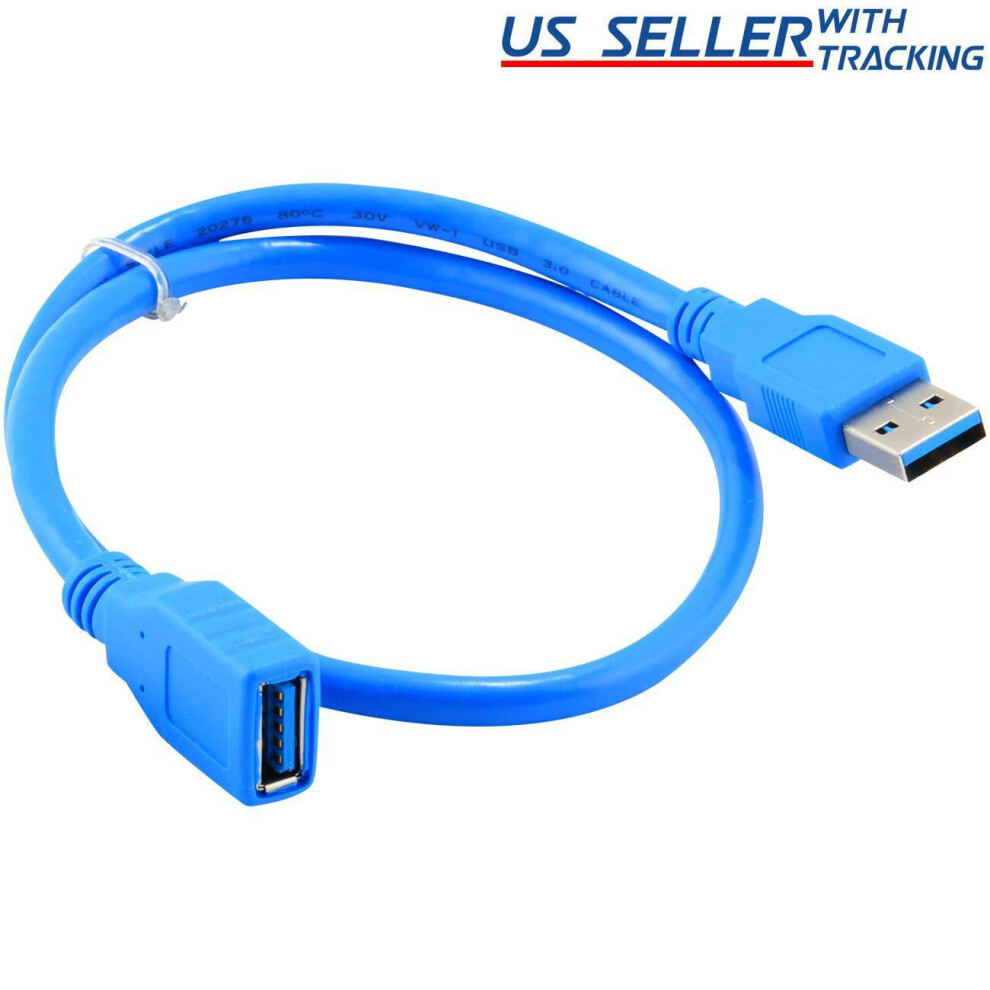 Usb 3.0 Extension Cable A Male To Female 1 Ft 5-Pack Blue 971050931364